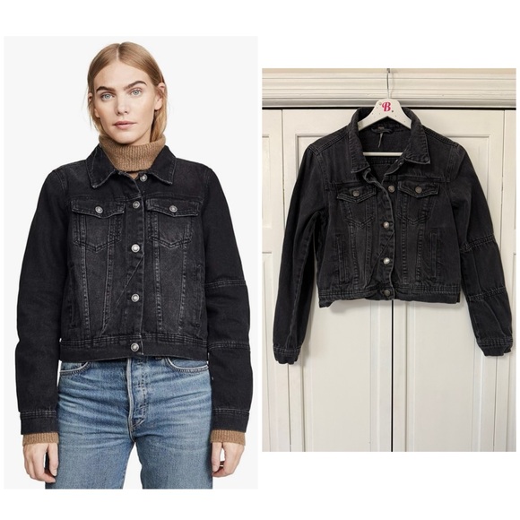 Free People Jackets & Blazers - Free People Women’s We the Free Rumors Denim Jacket Black 100% Cotton Grunge